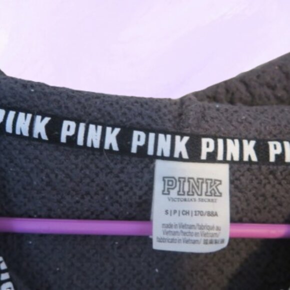 PINK Victoria's Secret fleece hoodie quarter zip sweater in gray, black silver S - Picture 6 of 11